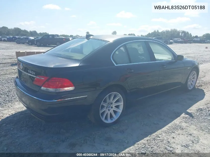 WBAHL83526DT05188 2006 BMW 750I