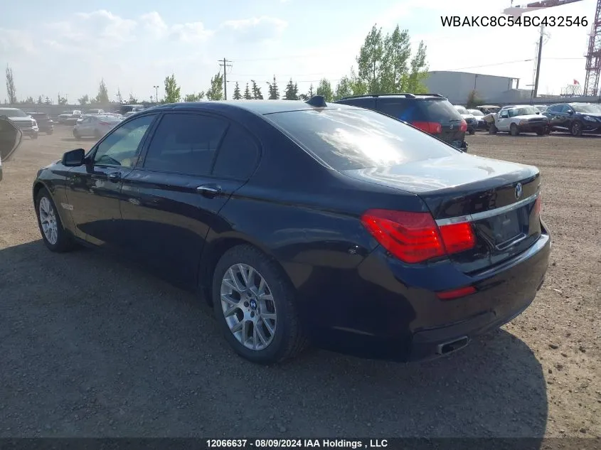 2011 BMW 750 Li VIN: WBAKC8C54BC432546 Lot: 12066637