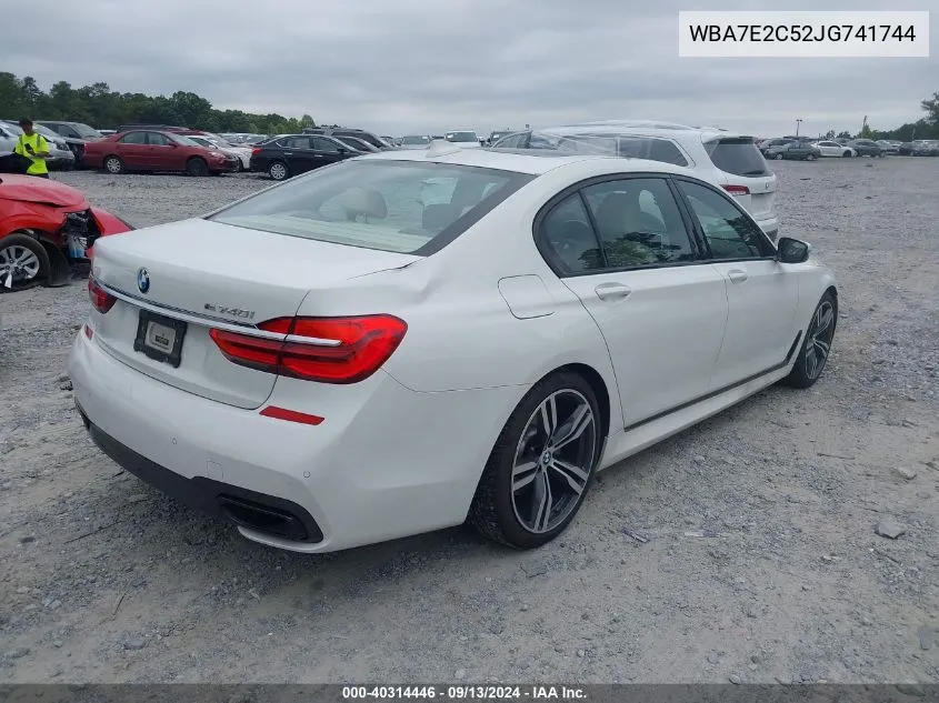 2018 BMW 740I VIN: WBA7E2C52JG741744 Lot: 40314446