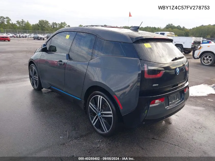 2015 BMW I3 Base W/Range Extender VIN: WBY1Z4C57FV278753 Lot: 40255402