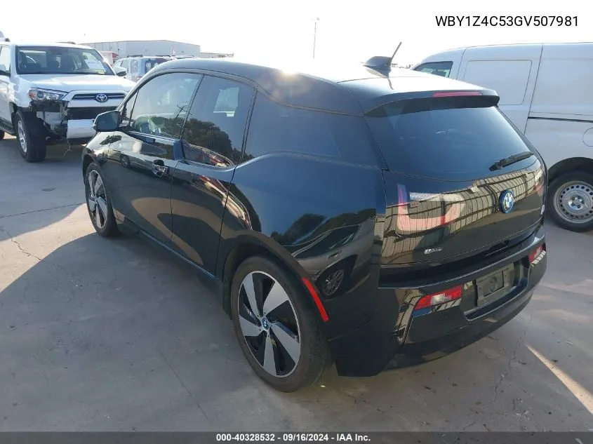 2016 BMW I3 Base W/Range Extender VIN: WBY1Z4C53GV507981 Lot: 40328532