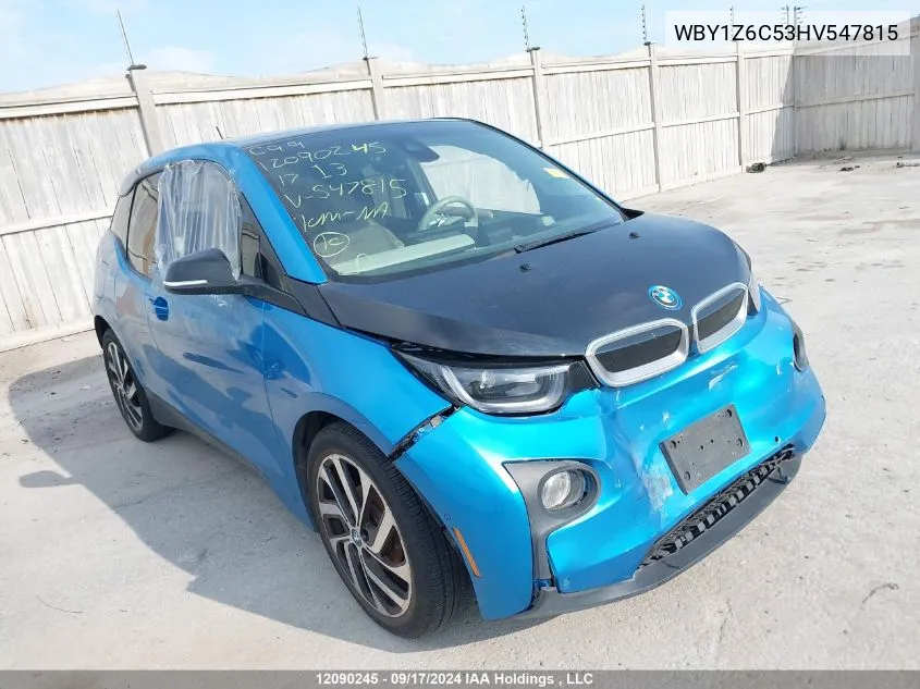 2017 BMW I3 VIN: WBY1Z6C53HV547815 Lot: 12090245