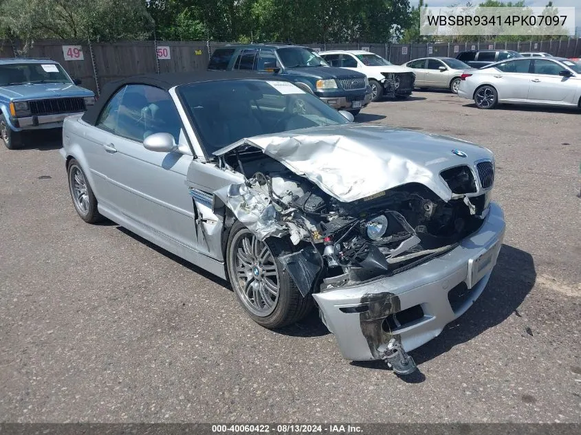 2004 BMW M3 VIN: WBSBR93414PK07097 Lot: 40060422