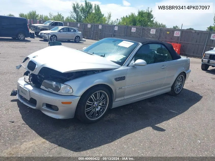 2004 BMW M3 VIN: WBSBR93414PK07097 Lot: 40060422