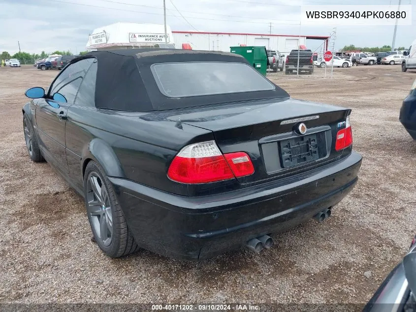 2004 BMW M3 VIN: WBSBR93404PK06880 Lot: 40171202