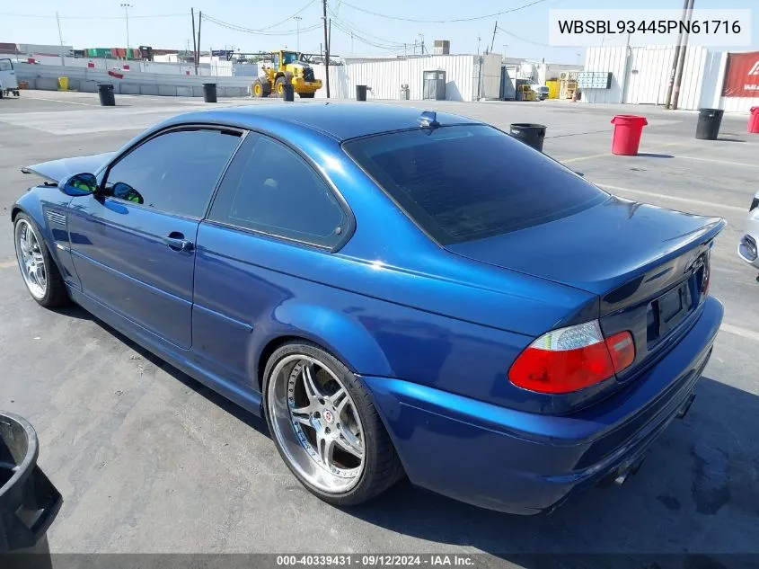 2005 BMW M3 VIN: WBSBL93445PN61716 Lot: 40339431