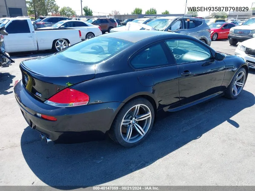 2007 BMW M6 VIN: WBSEH93587B798829 Lot: 40147059