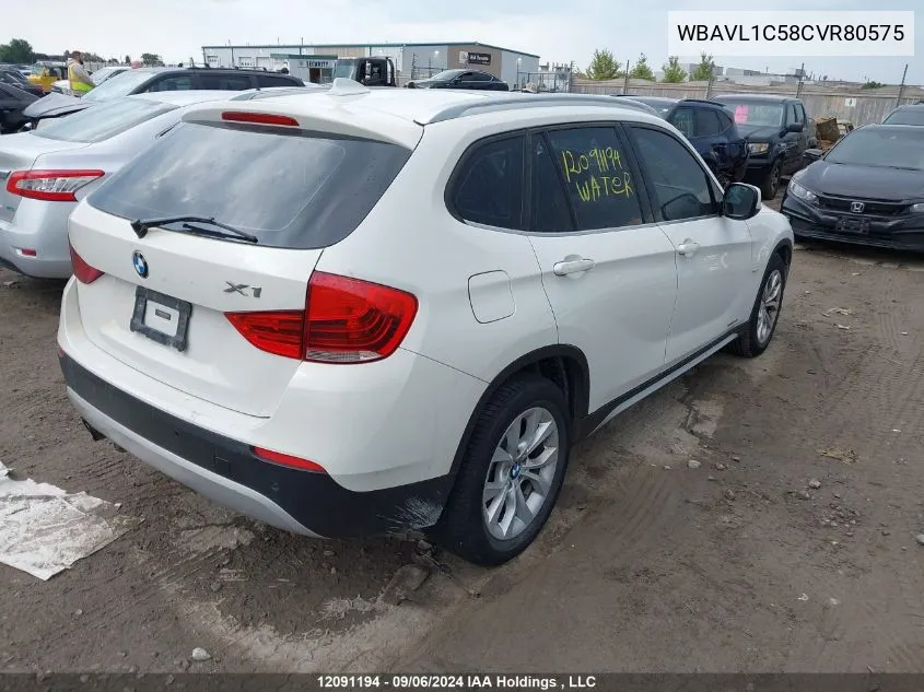 2012 BMW X1 VIN: WBAVL1C58CVR80575 Lot: 12091194