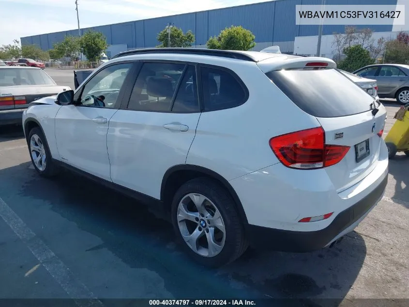 2015 BMW X1 Sdrive28I VIN: WBAVM1C53FV316427 Lot: 40374797