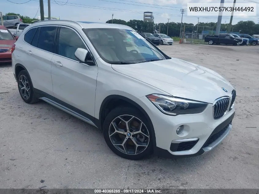 2019 BMW X1 Sdrive28I VIN: WBXHU7C57K3H46492 Lot: 40365285