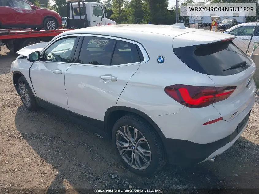 2022 BMW X2 Sdrive28I VIN: WBXYH9C04N5U11829 Lot: 40184510