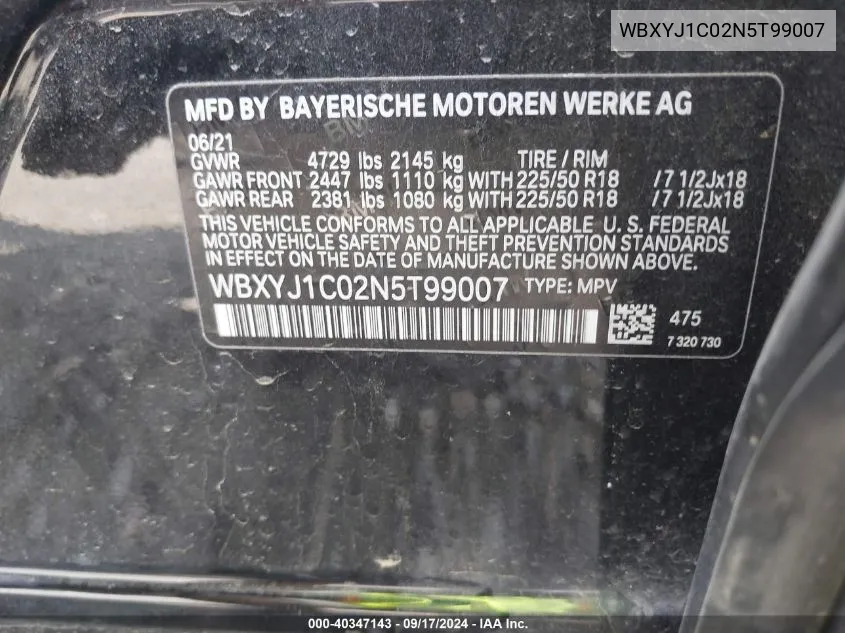 WBXYJ1C02N5T99007 2022 BMW X2 xDrive28I