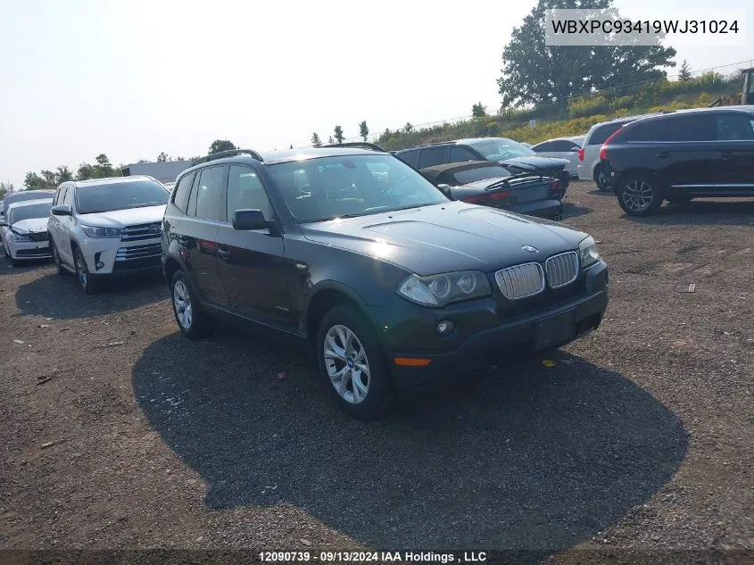 2009 BMW X3 VIN: WBXPC93419WJ31024 Lot: 12090739