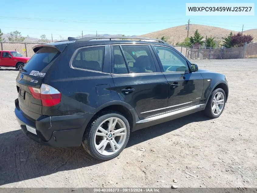 2009 BMW X3 xDrive30I VIN: WBXPC93459WJ25727 Lot: 40355373