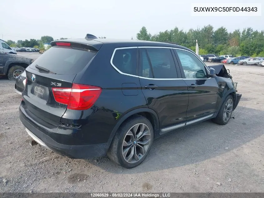 2015 BMW X3 VIN: 5UXWX9C50F0D44343 Lot: 12060529