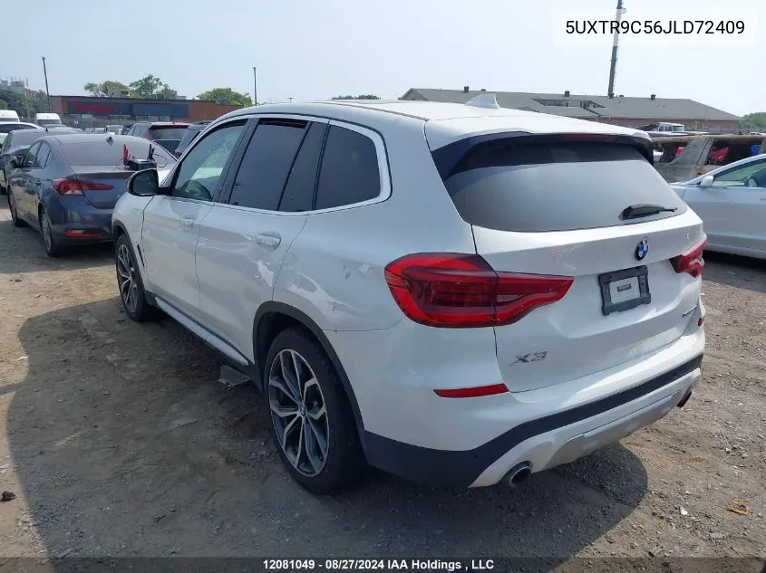 2018 BMW X3 VIN: 5UXTR9C56JLD72409 Lot: 12081049