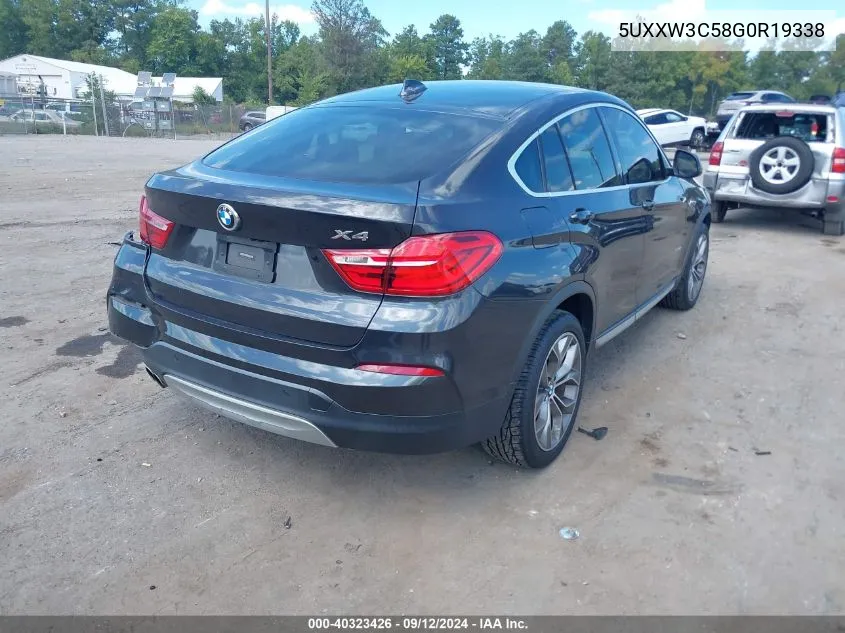 2016 BMW X4 xDrive28I VIN: 5UXXW3C58G0R19338 Lot: 40323426