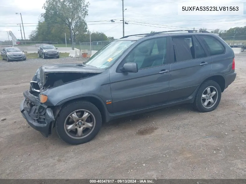 2003 BMW X5 3.0I VIN: 5UXFA53523LV81563 Lot: 40347817