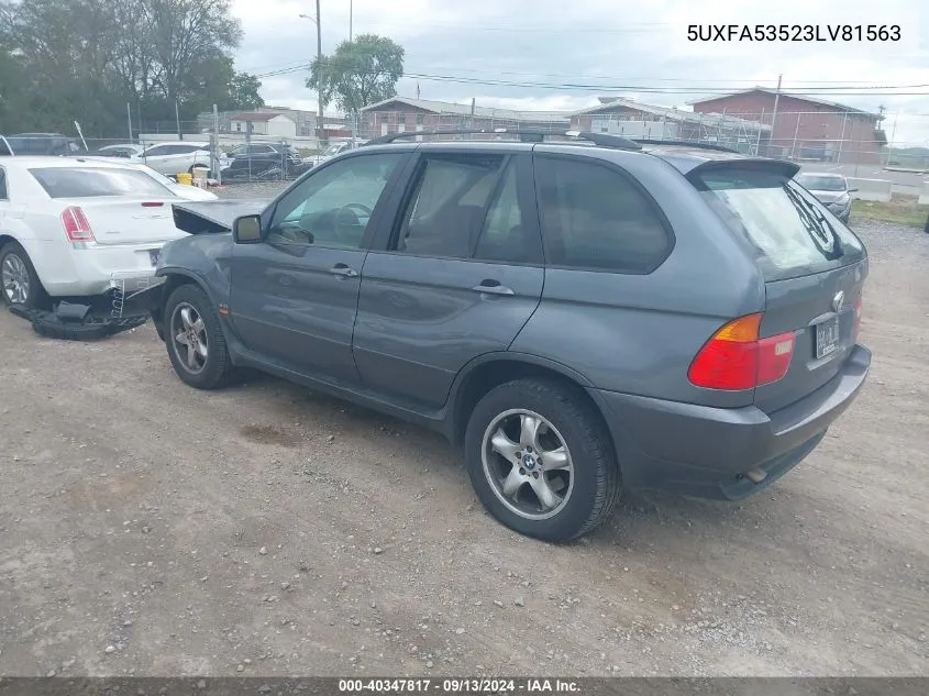 2003 BMW X5 3.0I VIN: 5UXFA53523LV81563 Lot: 40347817