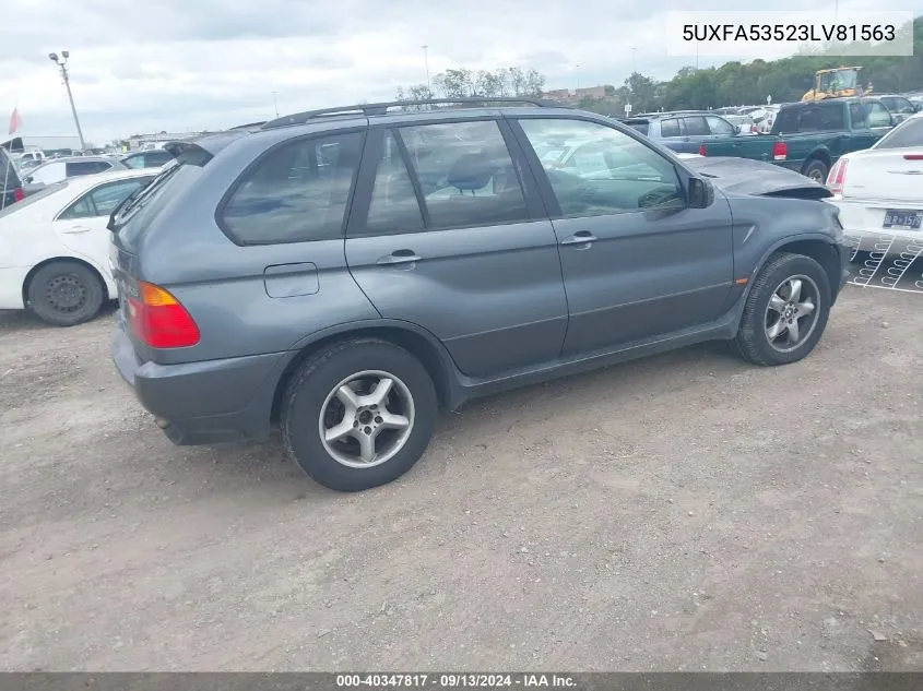 2003 BMW X5 3.0I VIN: 5UXFA53523LV81563 Lot: 40347817