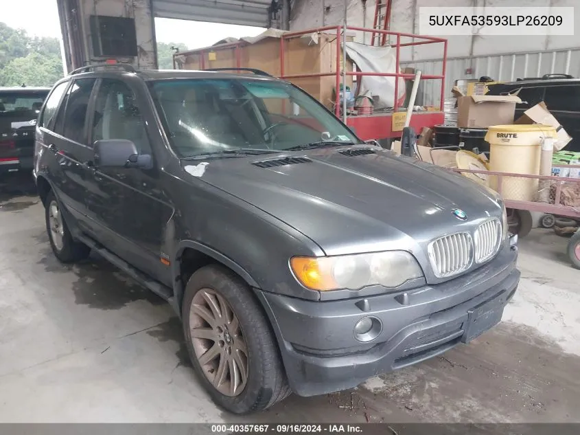 2003 BMW X5 3.0I VIN: 5UXFA53593LP26209 Lot: 40357667