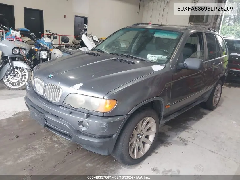 2003 BMW X5 3.0I VIN: 5UXFA53593LP26209 Lot: 40357667