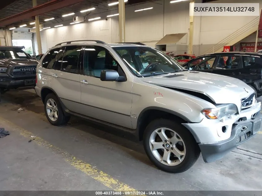 2004 BMW X5 3.0I VIN: 5UXFA13514LU32748 Lot: 40373488