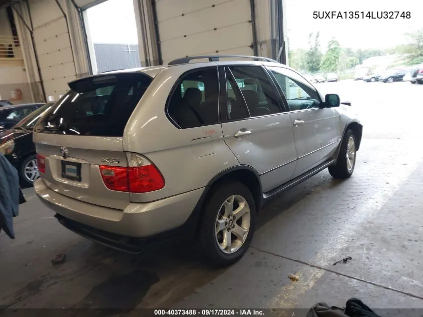 2004 BMW X5 3.0I VIN: 5UXFA13514LU32748 Lot: 40373488