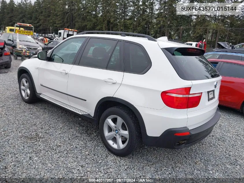 2007 BMW X5 3.0Si VIN: 5UXFE43577L015144 Lot: 40317057