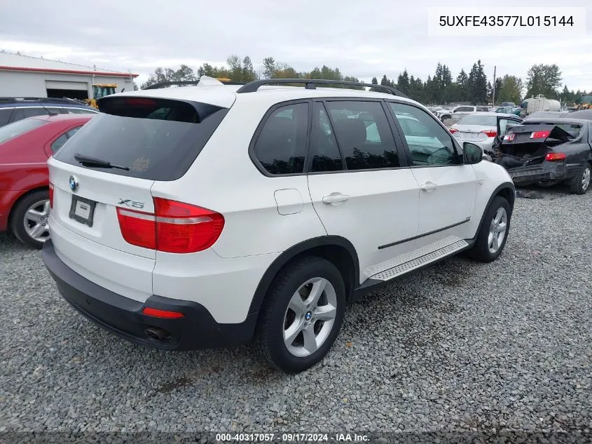 2007 BMW X5 3.0Si VIN: 5UXFE43577L015144 Lot: 40317057