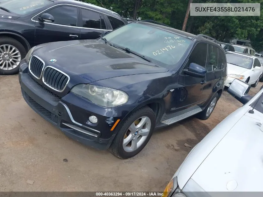 2008 BMW X5 3.0Si VIN: 5UXFE43558L021476 Lot: 40363294