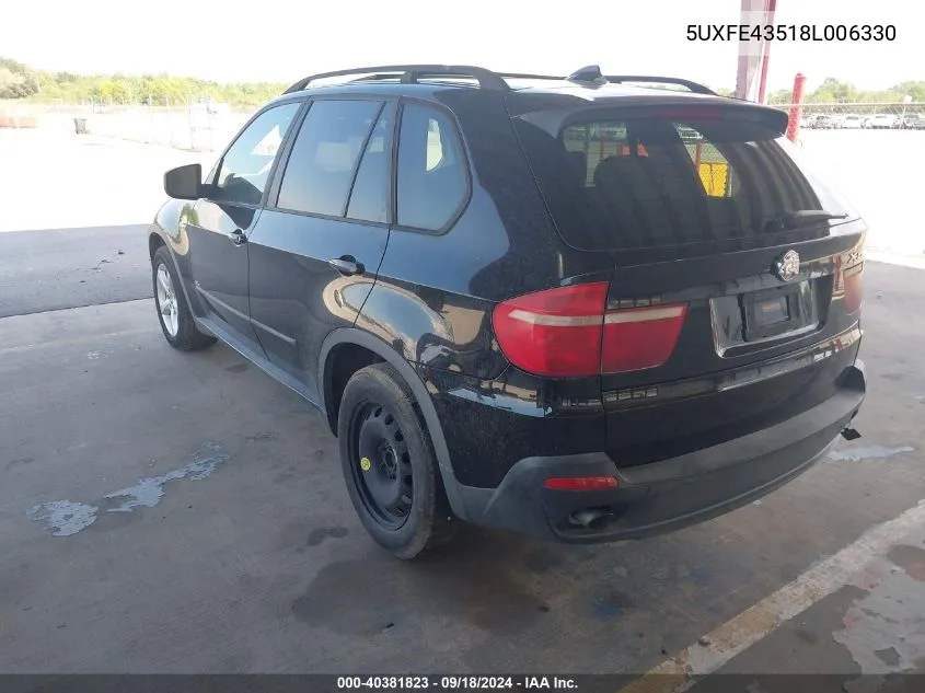 2008 BMW X5 3.0I VIN: 5UXFE43518L006330 Lot: 40381823