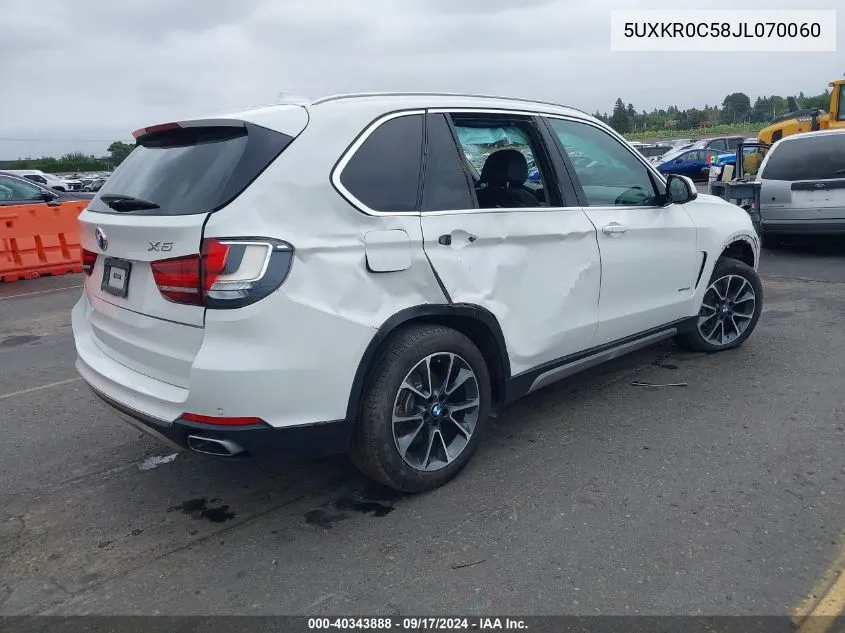 2018 BMW X5 xDrive35I VIN: 5UXKR0C58JL070060 Lot: 40343888