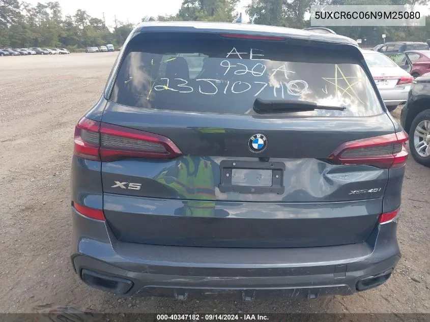 2022 BMW X5 xDrive40I VIN: 5UXCR6C06N9M25080 Lot: 40347182