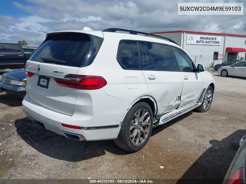 2021 BMW X7 xDrive40I VIN: 5UXCW2C04M9E59103 Lot: 40312183