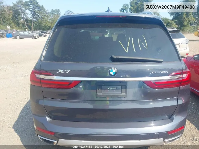 2021 BMW X7 xDrive40I VIN: 5UXCW2C07M9F49488 Lot: 40347186