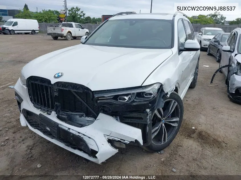 2022 BMW X7 VIN: 5UXCW2C09N9J88537 Lot: 12072777