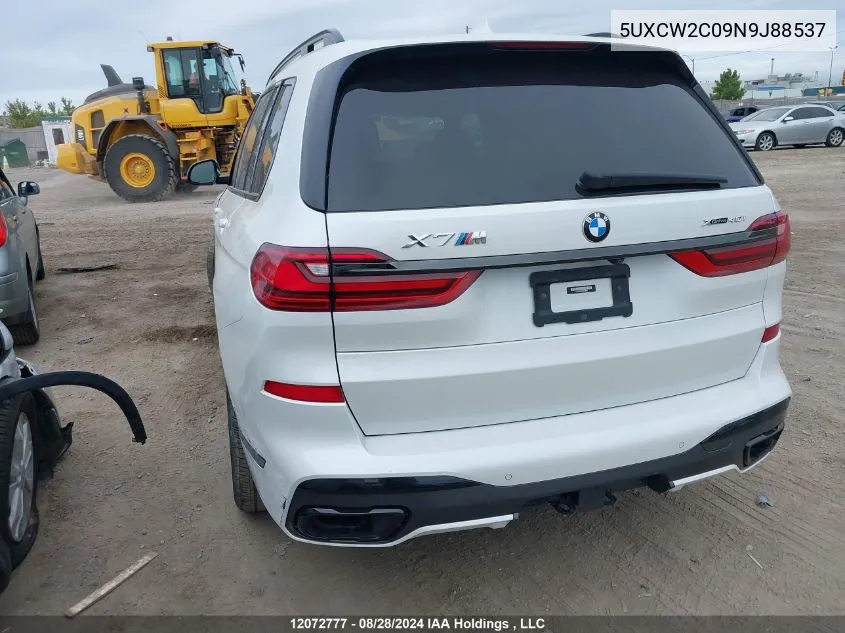 2022 BMW X7 VIN: 5UXCW2C09N9J88537 Lot: 12072777