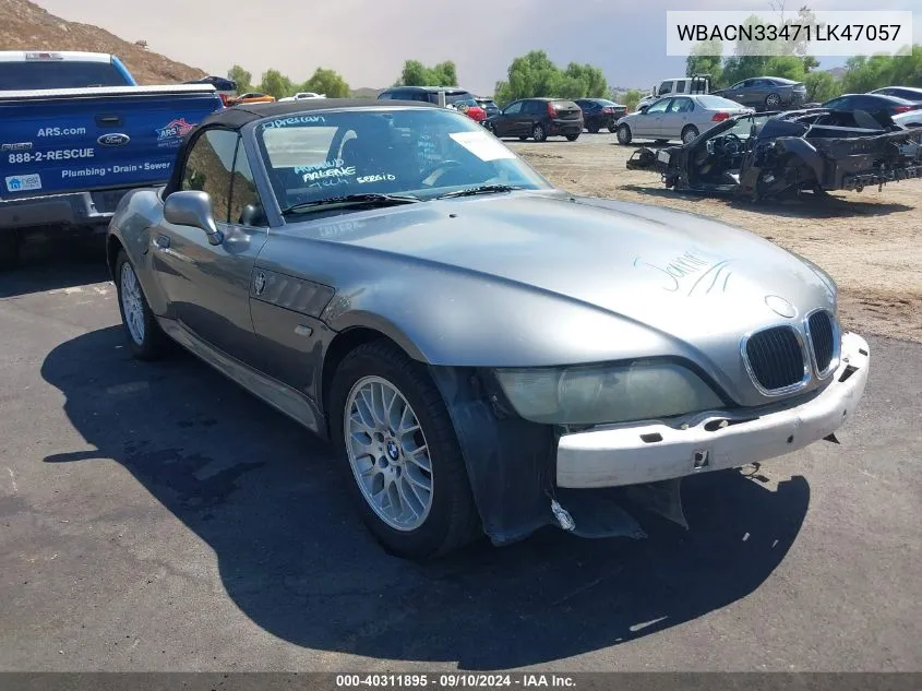 2001 BMW Z3 2.5I VIN: WBACN33471LK47057 Lot: 40311895