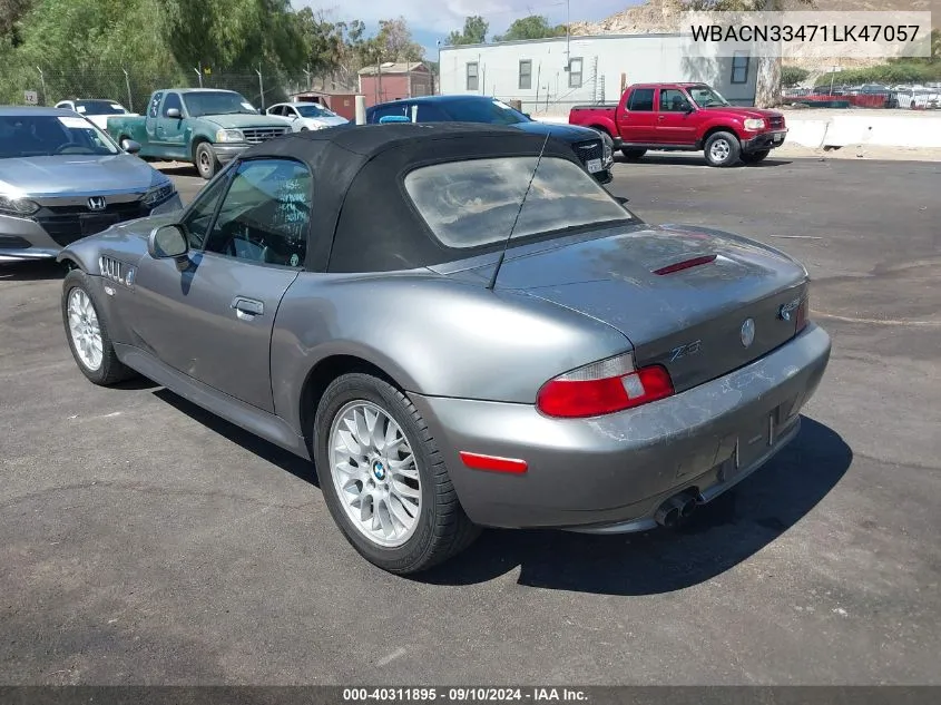 2001 BMW Z3 2.5I VIN: WBACN33471LK47057 Lot: 40311895