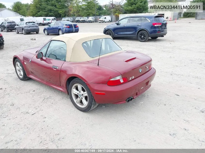 WBACN33441LM00591 2001 BMW Z3 2.5I