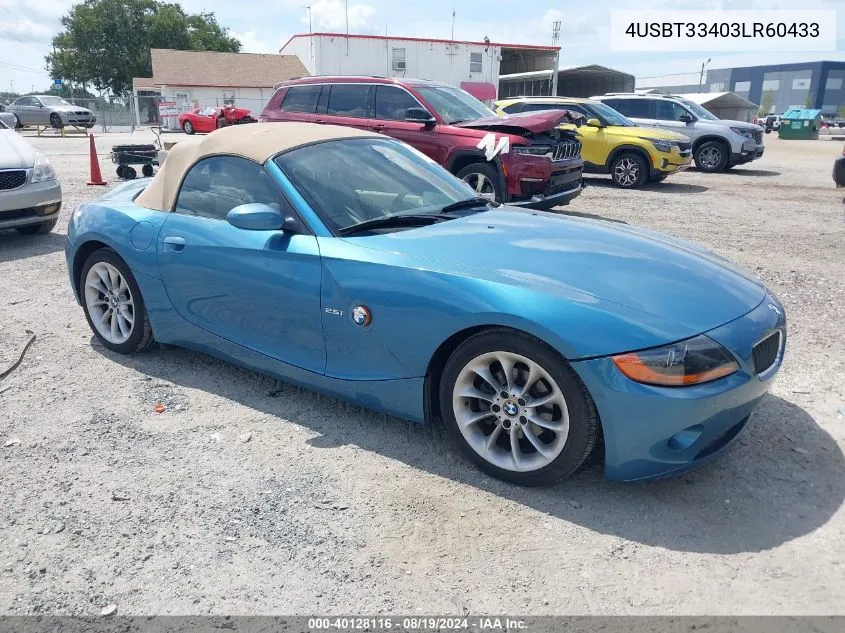 4USBT33403LR60433 2003 BMW Z4 2.5I