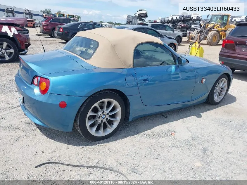 4USBT33403LR60433 2003 BMW Z4 2.5I