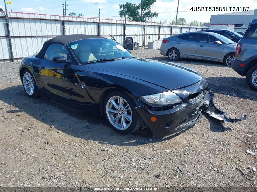 2005 BMW Z4 3.0I VIN: 4USBT53585LT28187 Lot: 40262638