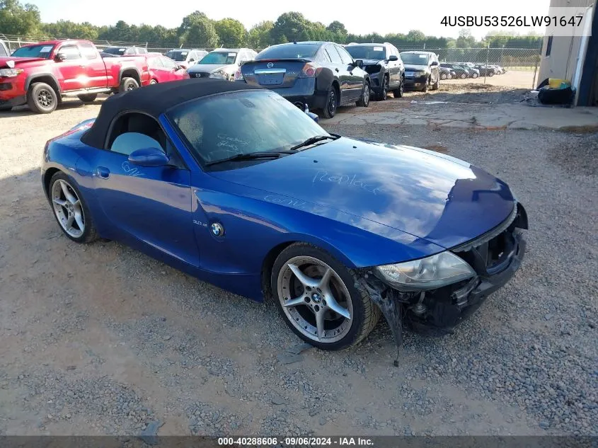 2006 BMW Z4 3.0Si VIN: 4USBU53526LW91647 Lot: 40288606