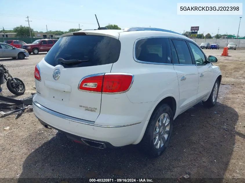 2016 Buick Enclave Premium VIN: 5GAKRCKD3GJ202398 Lot: 40320971