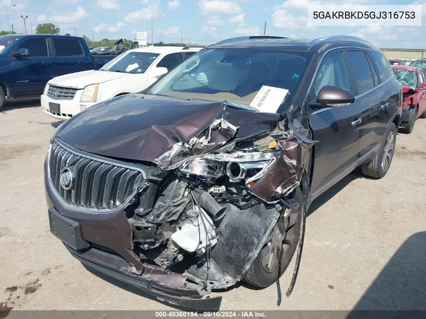 2016 Buick Enclave Leather VIN: 5GAKRBKD5GJ316753 Lot: 40360194