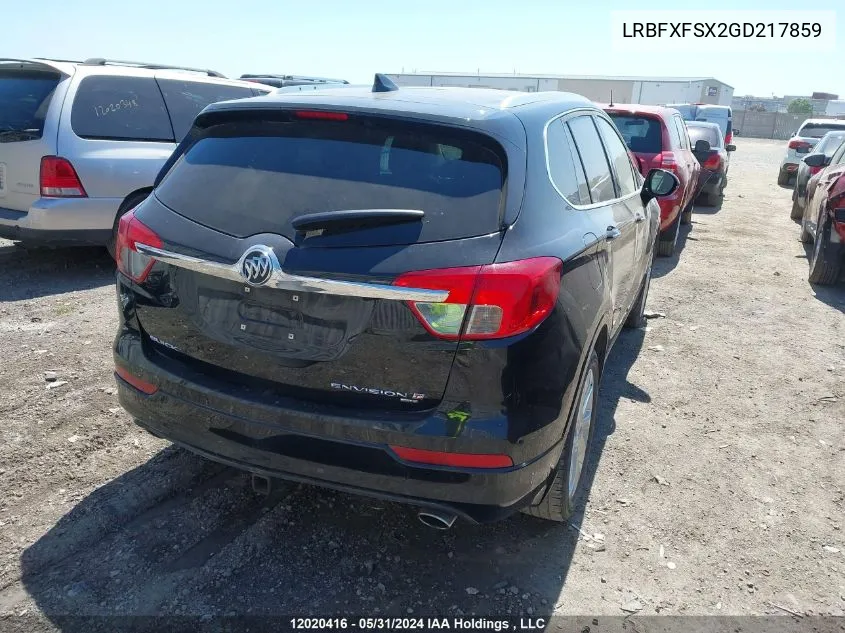 2016 Buick Envision VIN: LRBFXFSX2GD217859 Lot: 12020416