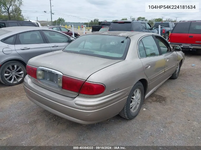 2002 Buick Lesabre Custom VIN: 1G4HP54K224181634 Lot: 40354333