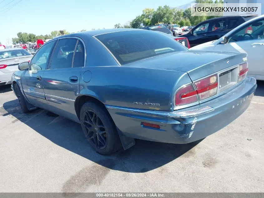 2000 Buick Park Avenue VIN: 1G4CW52KXY4150057 Lot: 40182154